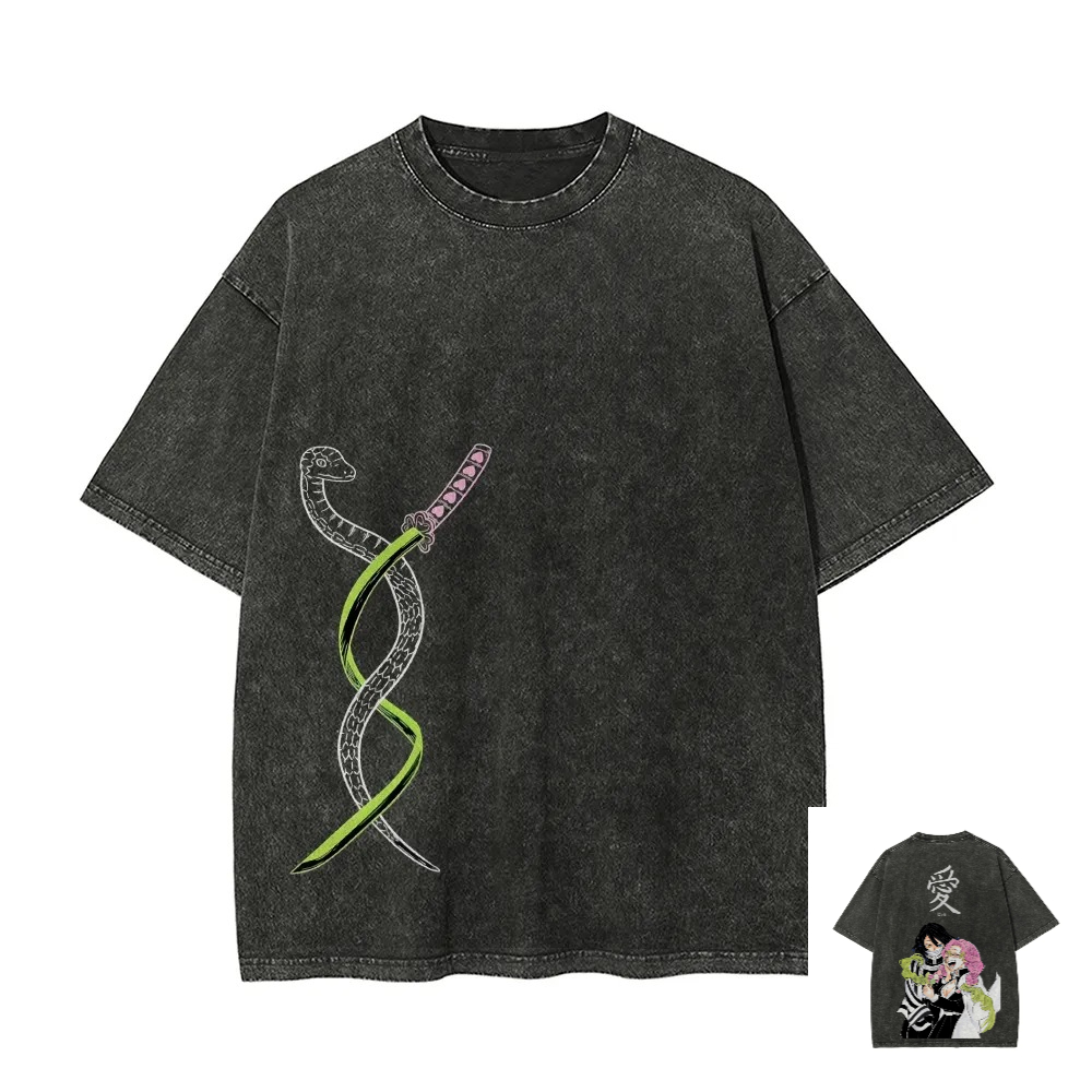 Anime Merchandise Store In Japan - Kimetsu No Yaiba-Camiseta lavada con estampado